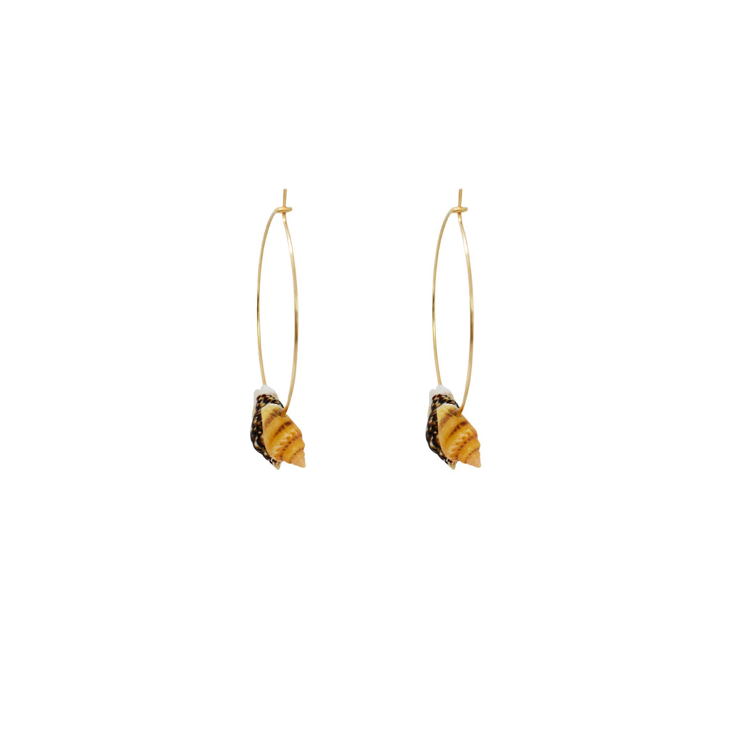 Triple Mini Shell Gold Hoop Earrings | by Ifemi Jewels
